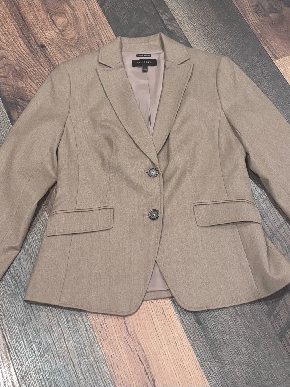 Talbots Tan Single-Breasted Tailored Blazer